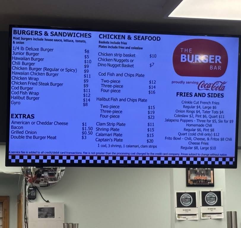 The Burger Bar Menu 2